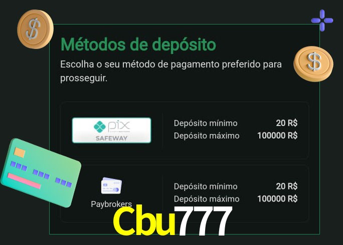O cassino Cbu777 oferece uma grande variedade de métodos de pagamento
